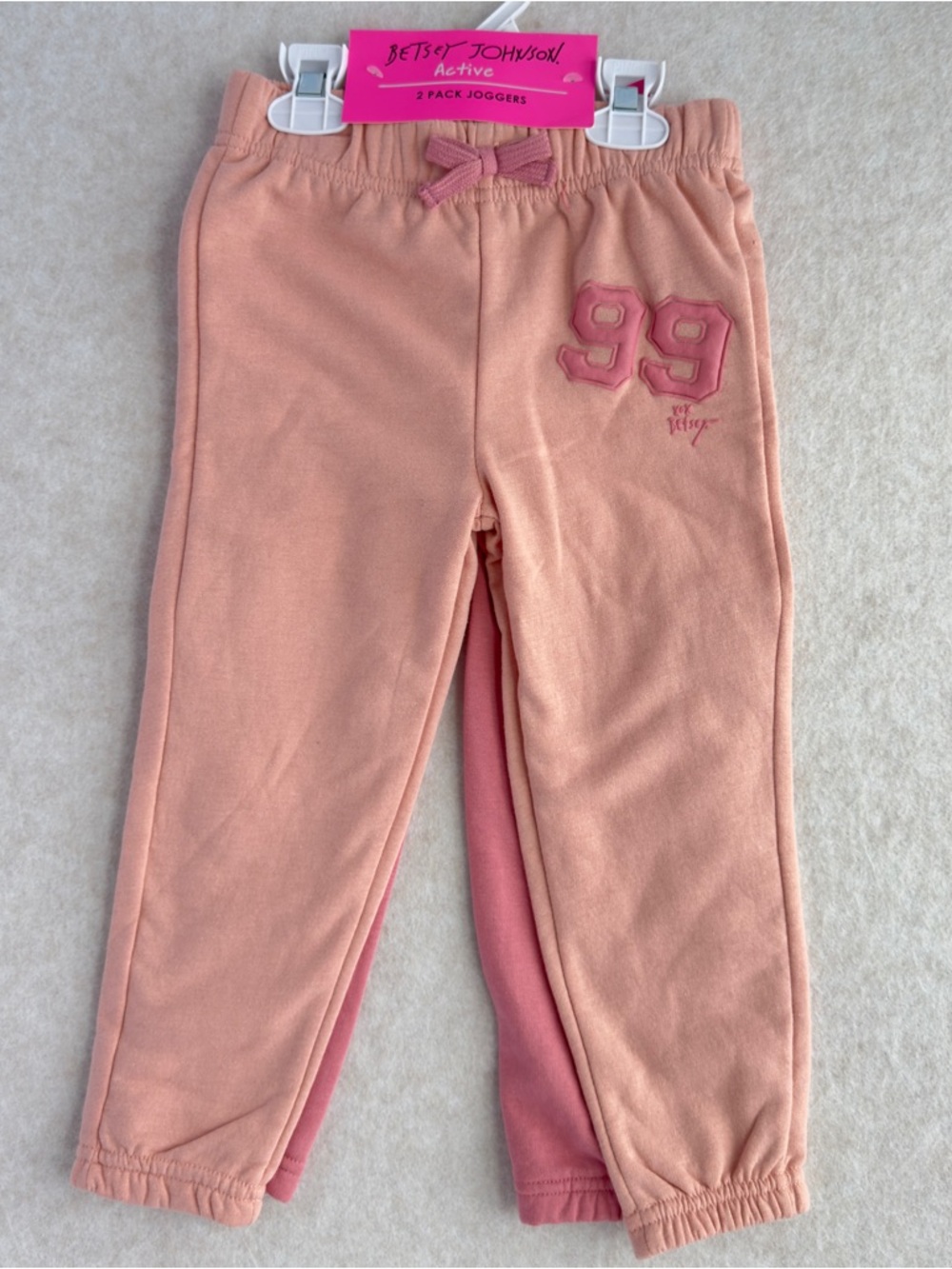 Betsey Johnson Active Girls Jogger Set Size 6 Pink 2-Pack Sweatpants Joggers NWT